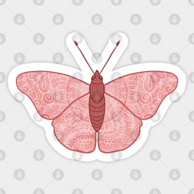 Pink Zen Mandala Butterfly Sticker by julieerindesigns